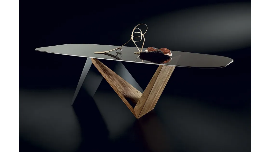 Tavolo di design con piano in vetro ENNE di Nature Design