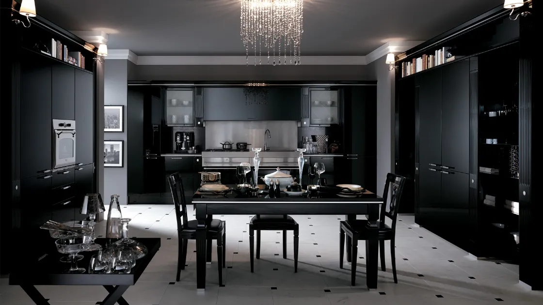 Cucina Classica Baccarat laccata lucida Nera di Scavolini