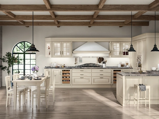Cucina Classica con penisola Baltimora in Frassino Bianco di Scavolini