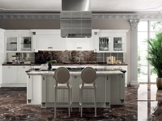 Cucina Classica Exclusiva in Laccato lucido Bianco di Scavolini