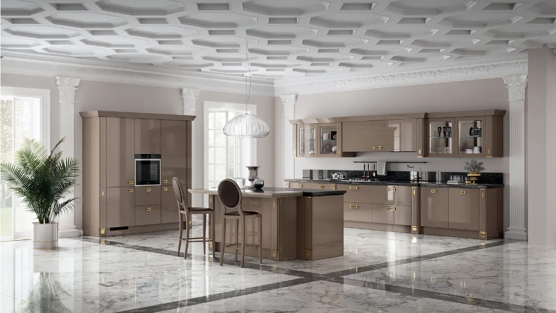 Cucina Classica Exclusiva in Laccato lucido Grigio Tundra di Scavolini