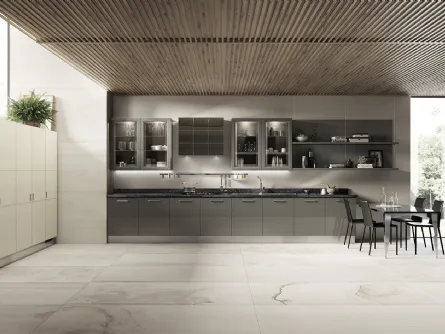 Cucina Classica Exclusiva in Laccato lucido Titanio di Scavolini
