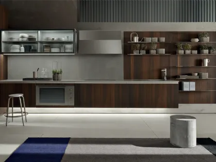 Cucina Design lineare Icon 03 in rovere termotrattato liscio di Ernestomeda