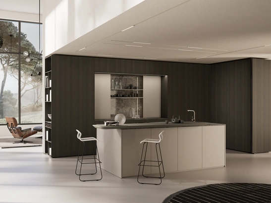 Cucina Design in melaminico con isola in laccato One 04 di Ernestomeda