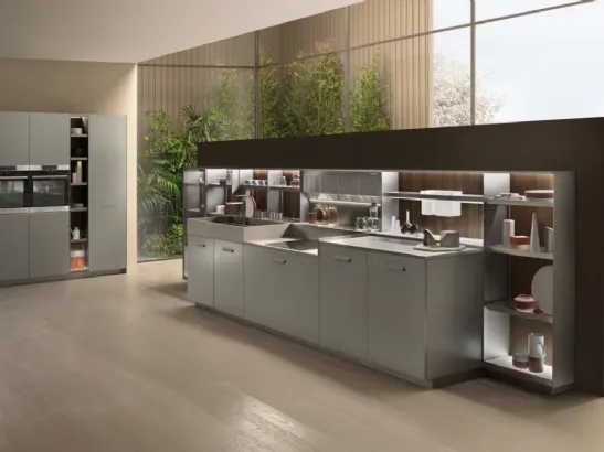 Cucina Design angolare Soul 01 in laccato e pietra piasentina di Ernestomeda