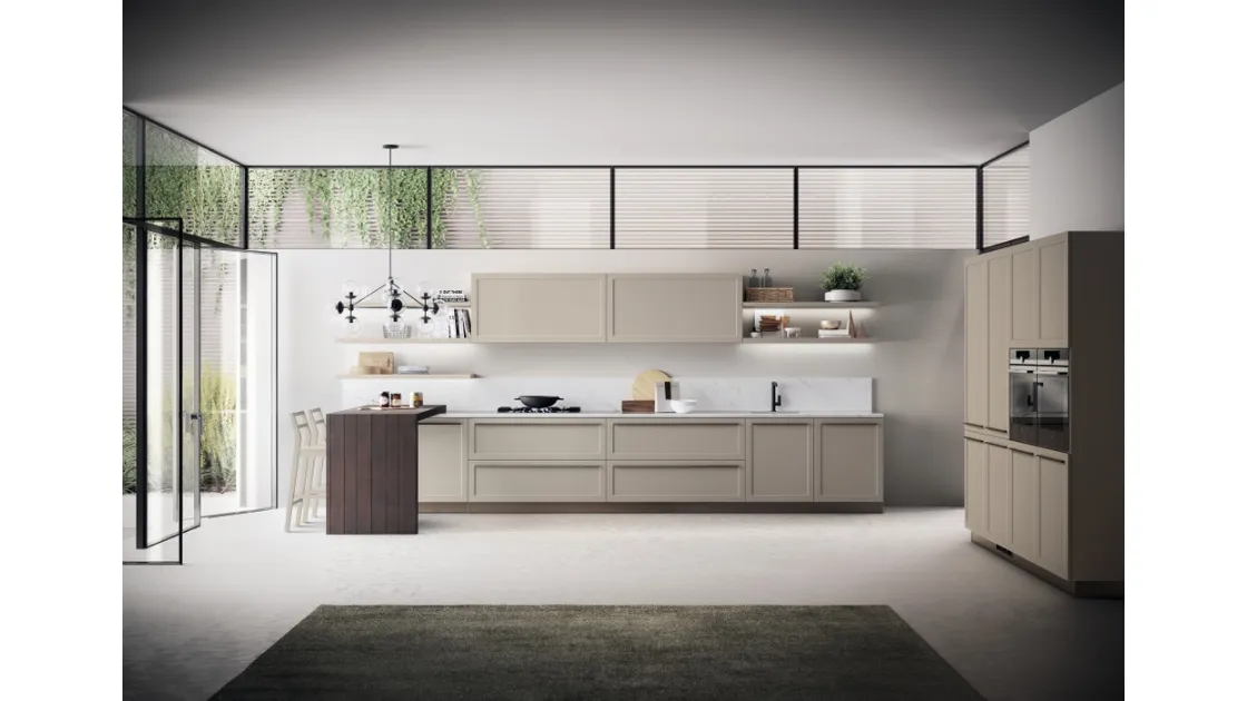 Cucina Moderna Carattere in laccato opaco Visone di Scavolini