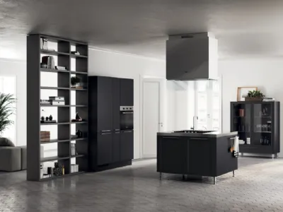Cucina Moderna Carattere 18 in laccato Nero Ardesia di Scavolini