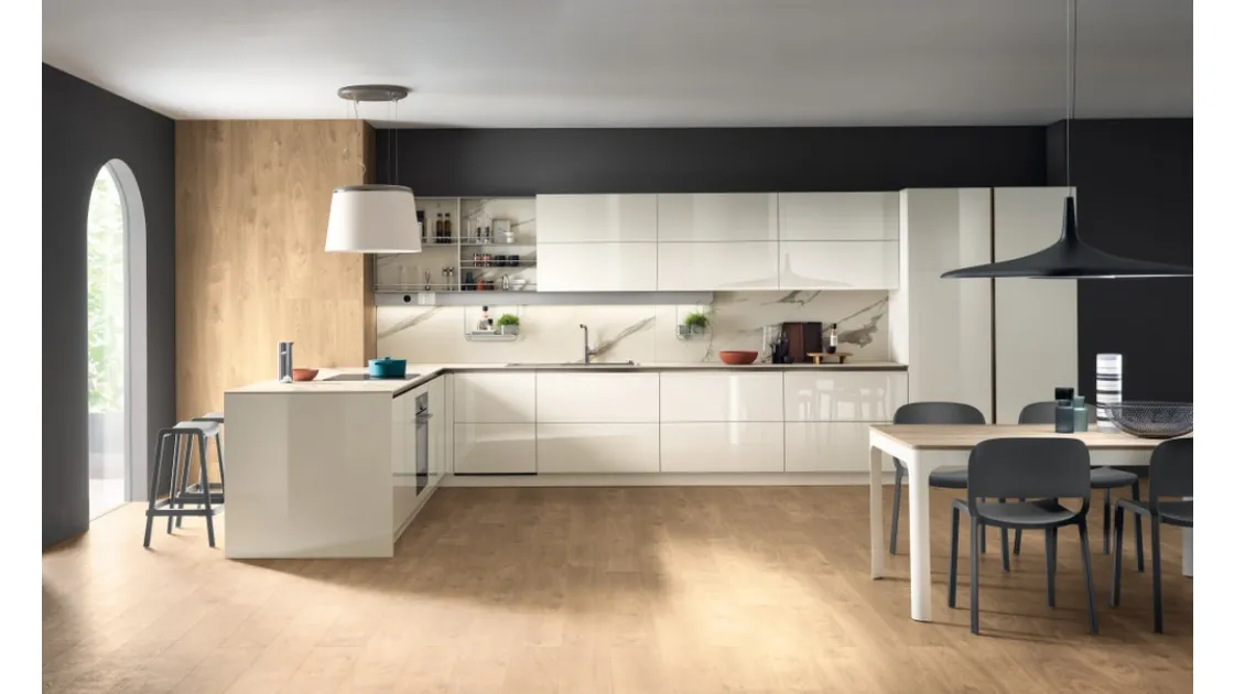 Cucina Moderna Dandy Plus Bianco Lucido di Scavolini
