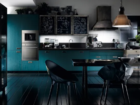 Cucina Moderna Diesel Social Kitchen in Rovere laccato Tempera Indigo di Scavolini