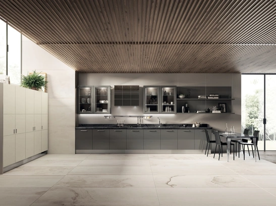 Cucina Moderna Exclusiva 08 in laccato lucido Titanio di Scavolini