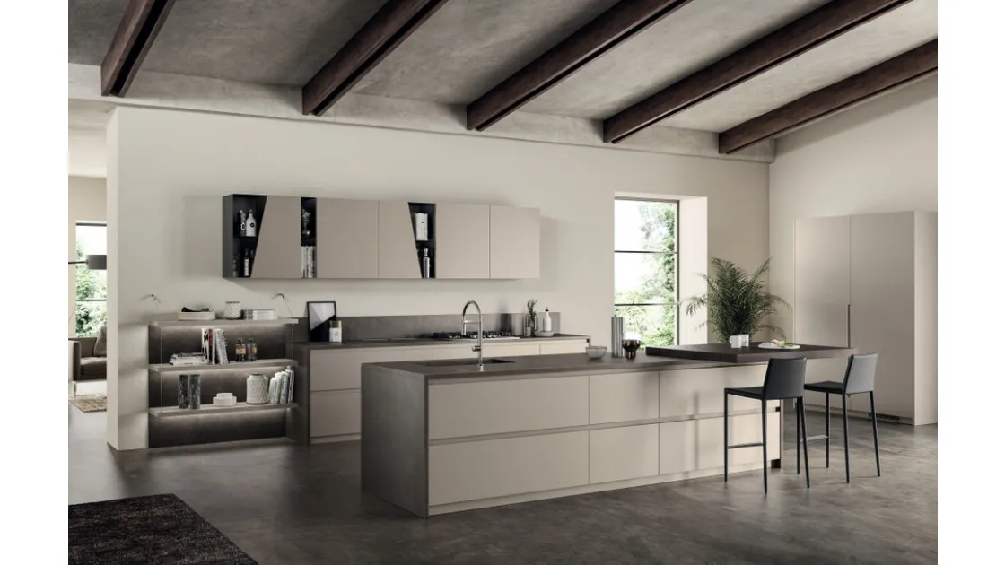 Cucina Moderne Liberamente Visone ed Antracite di Scavolini