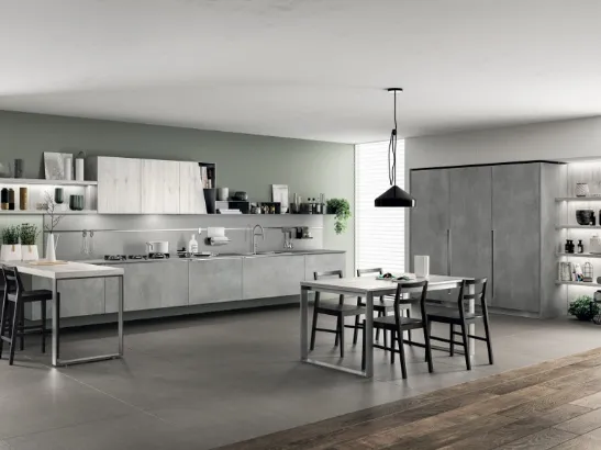 Cucina Moderna Mood in Concrete Brooklyn e Rovere Actual di Scavolini