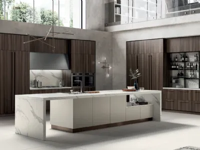 Cucina Moderna Mood 07 in Noce Steady e laccato Tortora di Scavolini