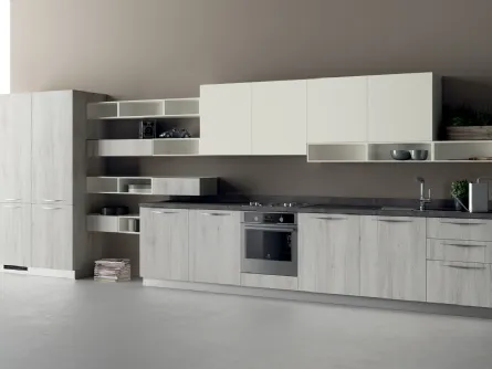 Cucina Moderna Mood in Rovere Actual e Bianco Puro di Scavolini