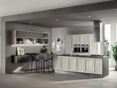 Cucina Evolution 02 in decorativo Rovere Artic di Scavolini