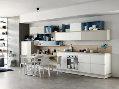Cucina Moderna Foodshelf 06 Bianco Puro e Grigio Gabbiano di Scavolini