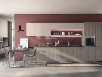 Cucina Moderna Urban & Urban 02 in decorativo Eucalipto Taj e Sabbia Easy di Scavolini