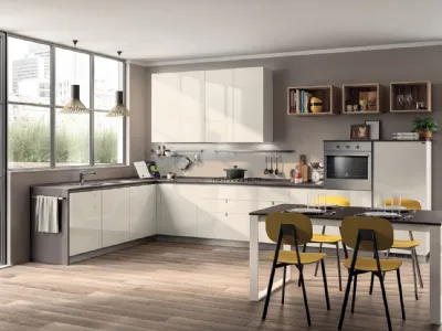 Cucina Moderna angolare Urban & Urban 04 in laccato Bianco lucido di Scavolini