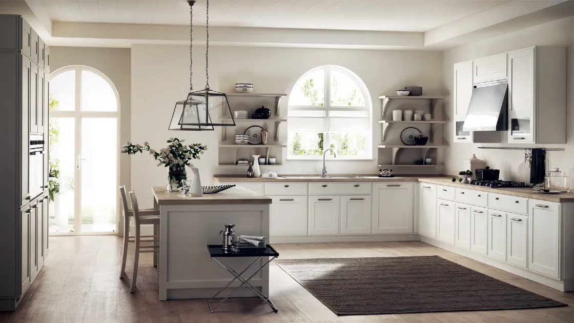 Cucina Shabby Chic Favilla in Laccato opaco Bianco Prestige di Scavolini