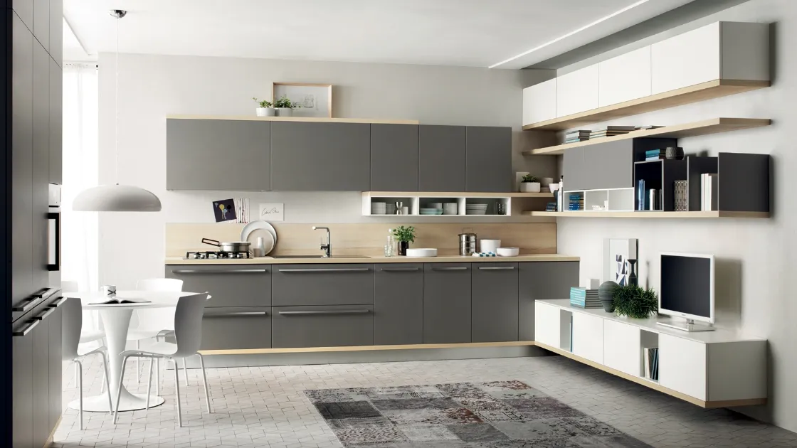 Cucina su misura Foodshelf Grigio Titanio di Scavolini