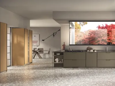 Cucina su misura Jeometrica 05 in laccato Matera e Rovere di Scavolini