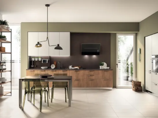 Cucina su misura Sax in decorativo Rovere Land e Nebbia di Scavolini