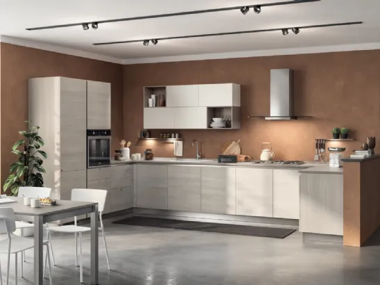 Cucina angolare su misura Urban & Urban Minimal in decorativo Larice Pasha di Scavolini