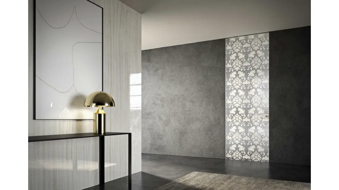 Porta per interni Vitra Battente su stipite Plain in vetro con decoro di Henry Glass