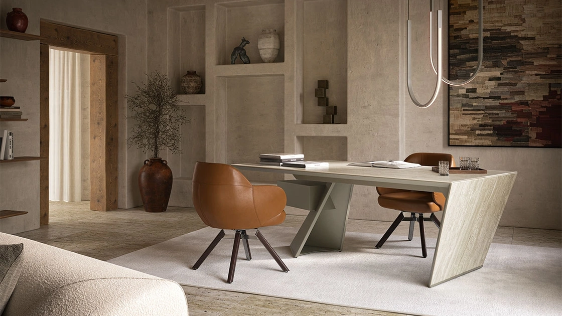 Scrivania direzionale in ceramica Nasdaq Keramik di Cattelan Italia