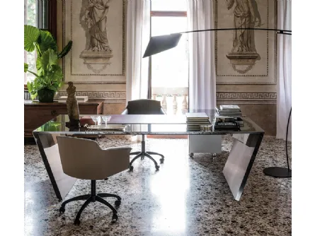 Scrivania Direzionale in acciaio inox Vega di Cattelan Italia